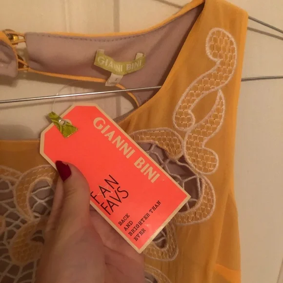 Golden-rod yellow Gianini Bini dress with beautiful embroidery.(New with tags) - Picture 3 of 3